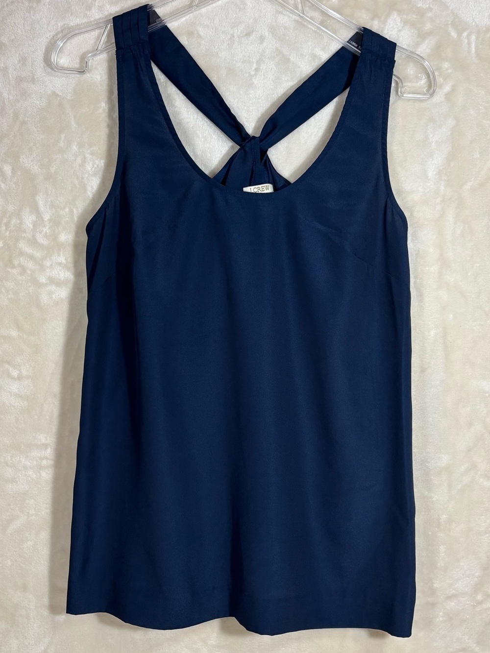 J.Crew Women’s Navy Blue Cross-Back Sleeveless Round Scoop Neck Top Size 4
